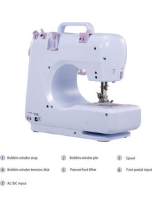 Generic Portable Electric Sewing Machine White/Purple