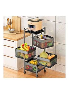 Generic Rotating Kitchen Storage Rack Basket Black 75x34x34cm