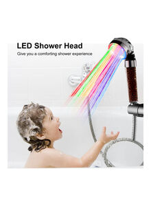 Generic Filter Filtration 7 Colour LED Light Automatically Changing Water Saving G1/2 Bath Handheld Shower Head Replacement Multicolour 23.00 x 6.80 x 7.50cm