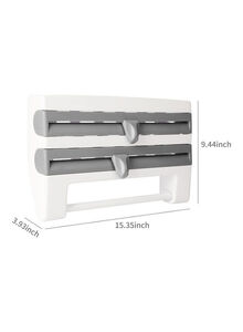 Generic 3 In 1 Kitchen Storage Rack Plastic Wrap Cling Film Foil Dispenser White 39X10X24cm