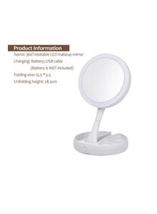 Generic Foldable LED Light Mirror White