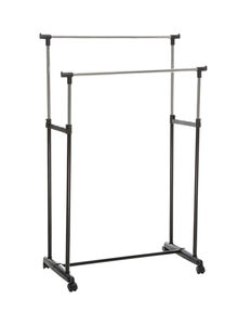 Generic Foldable Garment Rack With Wheels Grey/Silver 84.5x43x160centimeter