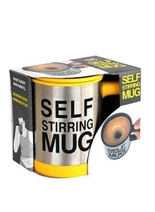Generic Stainless Steel Self Stirring Coffee Mug Yellow/Silver