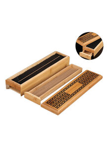 boscage Wooden Incense Stick Burner Case Storage Box Brown 23.8 x 5.8 x 4.5centimeter