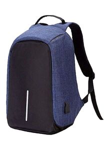 Generic Anti-Theft Laptop Backpack With USB Charging Port Black/Blue