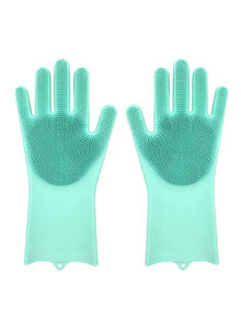 Generic Silicone Scrubber Cleaning Gloves Green 21g