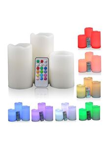 Luma 3-Piece Flameless Candle With Remote Control Set White