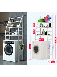 Generic 3 Tier Bathroom Laundry Washing Machine Shelf Rack White 64x25x167cm