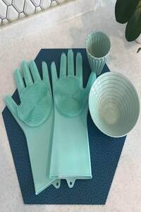 Generic Reusable Silicone Gloves Green