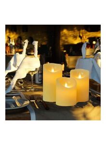gluckluz 3-Piece LED Flameless Candle With Remote Control Beige