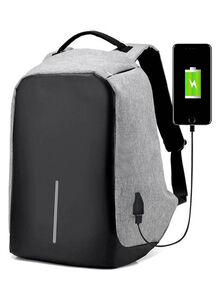 Generic Anti Theft Unisex Laptop Notebook Backpack Travel School Bag With USB Charger Port Grey/Black