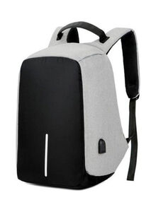 Generic Anti-Theft Unisex Laptop Backpack With USB Charger Port Grey / Black