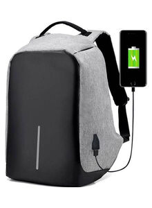 Generic Waterproof Anti-Theft Laptop Backpack With USB Charger Outlet Grey / Black