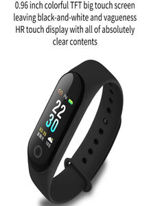 Generic Smart Bracelet IP67 Wristband Heart Rate Monitor MI Band 3 Black