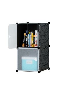 Generic 2-Modular Detachable Storage Cabinet Black/White 39x37x75cm