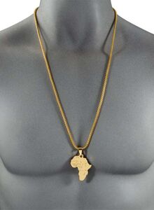 Generic 18K Thick Electroplated African Map Pendant Necklace