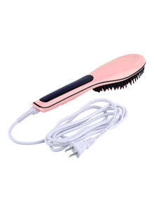 Generic Hot Electric Hair Straightener Brush Pink