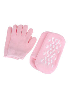 BOOBEAUTY Reusable SPA Gel Socks And Gloves Pink/White