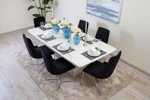 Pan Home Tapscott 8 Seater Dining Table Marble - White