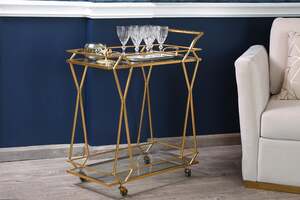 Pan Home Capston Serving Trolley - Gold