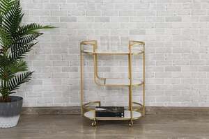 Pan Home Cameo Serving Trolley - Gold