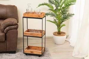 Pan Home Voltz Serving Trolley 3 Tier Solid Wood - Natural