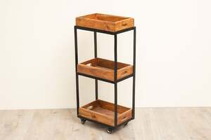 Pan Home Voltz Serving Trolley 3 Tier Solid Wood - Natural