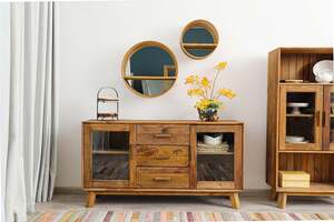 Pan Home Hanford Sideboard With 2 Door 3 Drawer Solid Wood - Natural