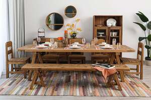 Pan Home Hanford 10 Seater Dining Table Solid Wood - Natural