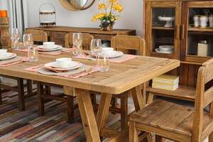 Pan Home Hanford 10 Seater Dining Table Solid Wood - Natural