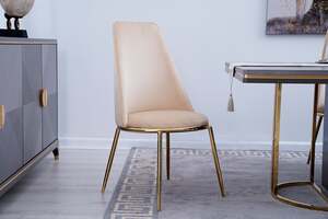 Pan Home Amador Dining Chair High Back - Beige and Gold