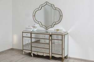 Pan Home Hammons Sideboard With Mirror - Gold