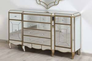 Pan Home Hammons Sideboard With Mirror - Gold