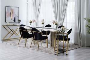 Pan Home Goldmaster 6 Seater Dining Table - Beige