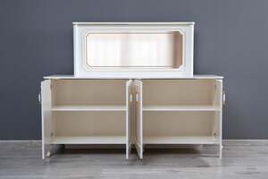 Pan Home Coolplus Sideboard 4 Door With Mirror - Cream