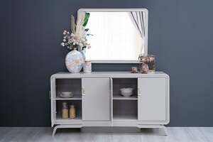 Pan Home Stegeman Sideboard With Mirror - Beige