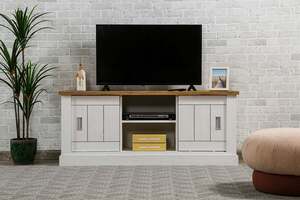 Pan Home Arabasque Tv Unit Upto 45 Inches Melamine - Natural and White