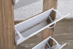 Pan Home Waldon 9-pair Shoe Rack With 3 Drawers - White and Natural