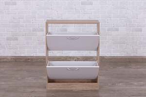 Pan Home Waldon 6-pair Shoe Rack With 2 Drawers - White and Natural