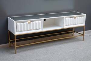 Pan Home Leyton Tv Unit Upto 60 Inches - White and Gold