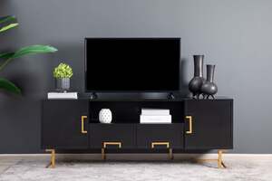 Pan Home Blackscot Tv Unit Upto 60 Inches - Black and Gold