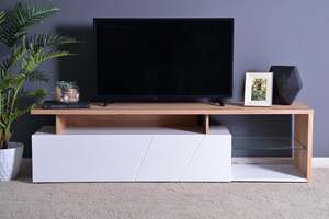 Pan Home Livia Tv Unit Upto 55 Inches Melamine - Natural and White