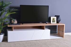 Pan Home Livia Tv Unit Upto 55 Inches Melamine - Natural and White