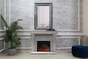 Pan Home Ransart Fireplace With Mirror - Silver