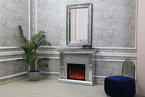 Pan Home Ransart Fireplace With Mirror - Silver