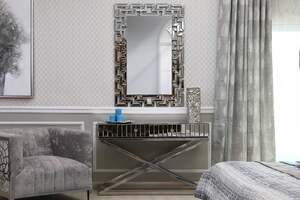 Pan Home Snider 2-drawer Console With Mirror - Silver