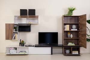 Pan Home Hoffice Entertainment Unit Upto 60 Inch - White and Natural