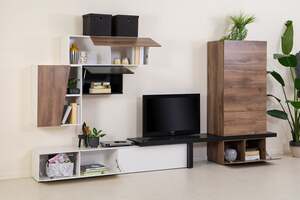 Pan Home Hoffice Entertainment Unit Upto 60 Inch - White and Natural