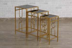 Pan Home Gubi Nest Of Table Set Of 3 - Black and Gold