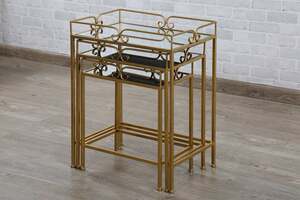 Pan Home Explority Nest Of Table Set Of 3 - Gold